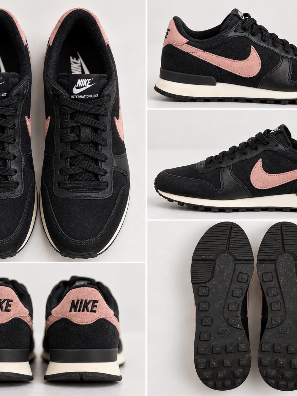 Nike Women’s Sneakers in Black with Pink Swoosh - Size 8
